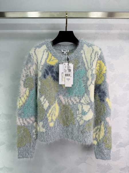 Chanel Heavy Mohair Crew Neck Long Sleeve Top